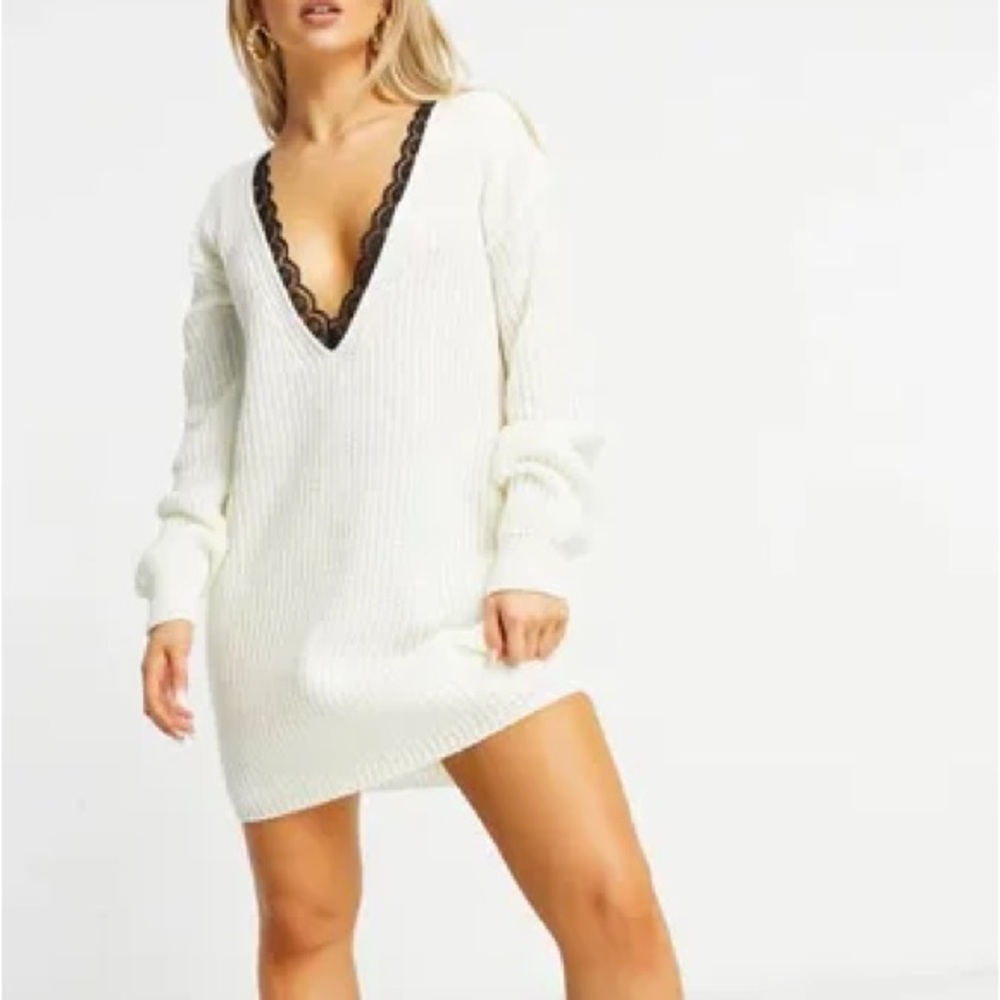 Elegant Long Sleeve White Dress with Lace